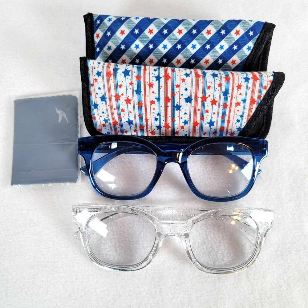 Hummingbird Womens Betsy Glasses Set Auto Tint Blue Light Sun Readers +3.5